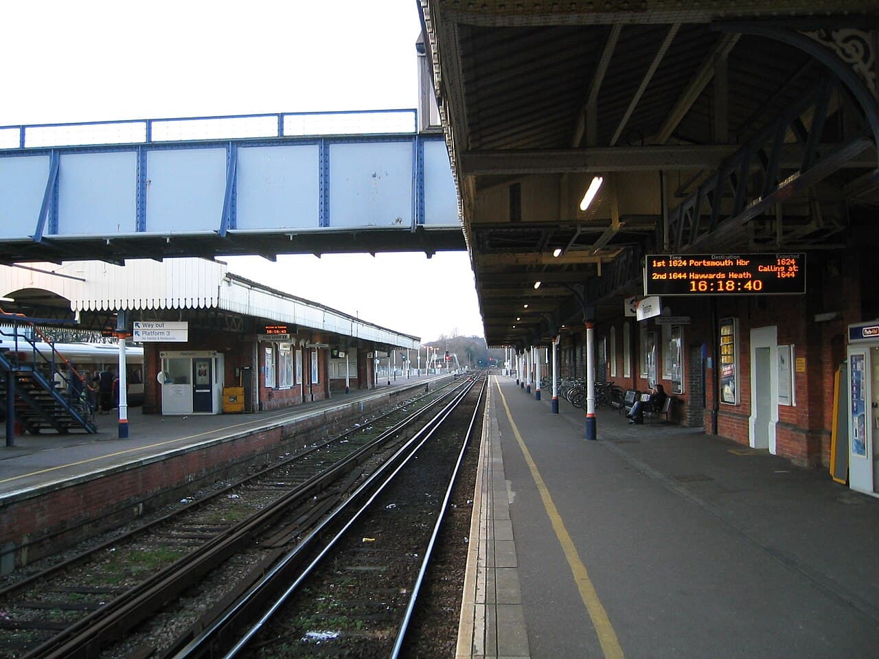 Platforms at Fareham railway station in Hampshire